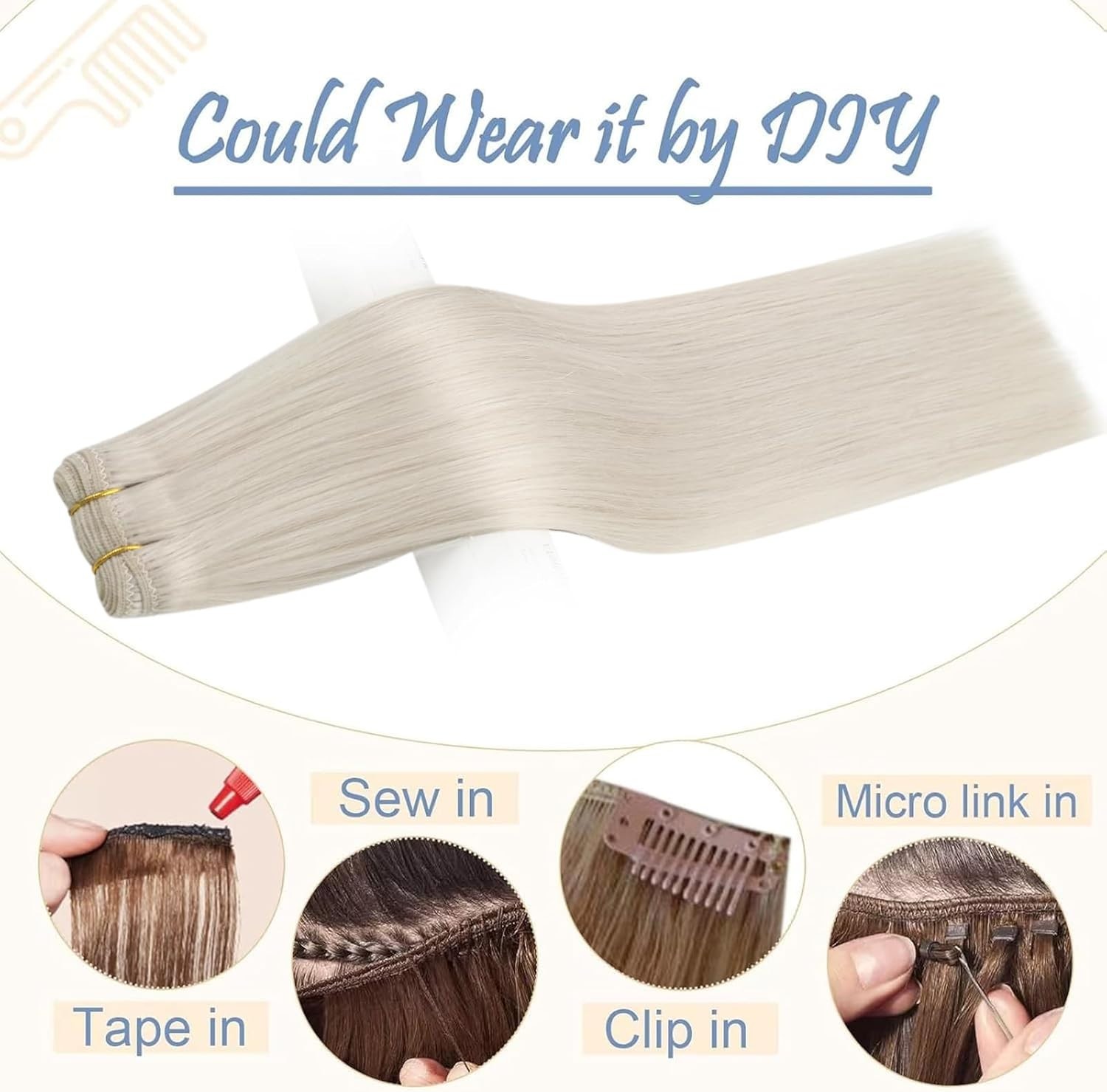 Sew in Weft Hair Extensions Remy Human Hair Double Weave Brazilian Hair Bundles