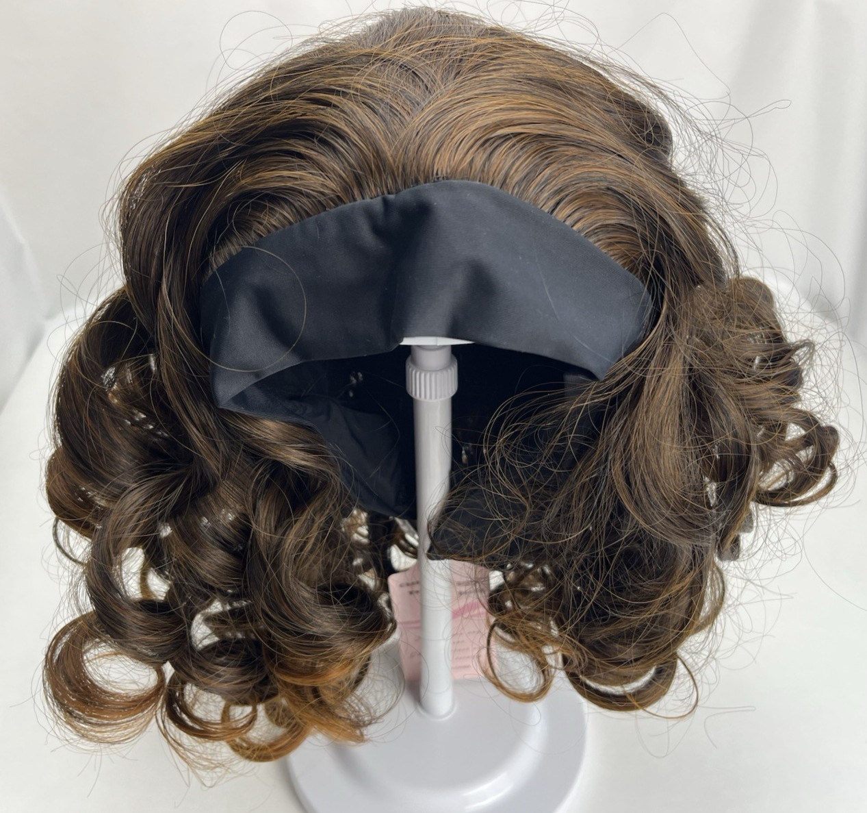 Fashion Wig Headband Wig Curly Brown/Caramel Highlights Short Comb Mesh Top