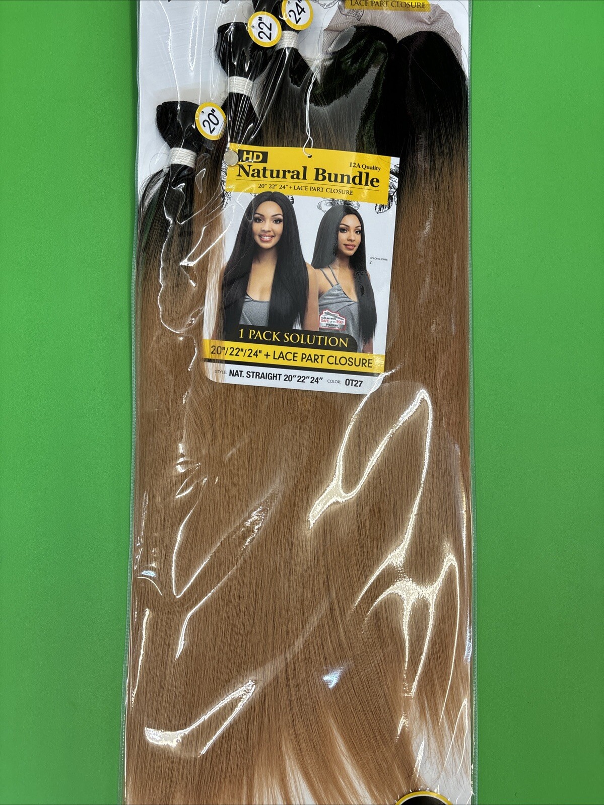 HD NATURAL BUNDLE NATURAL STRAIGHT 18″20″22″+4X4 HD CLOSURE OT 27 Weave