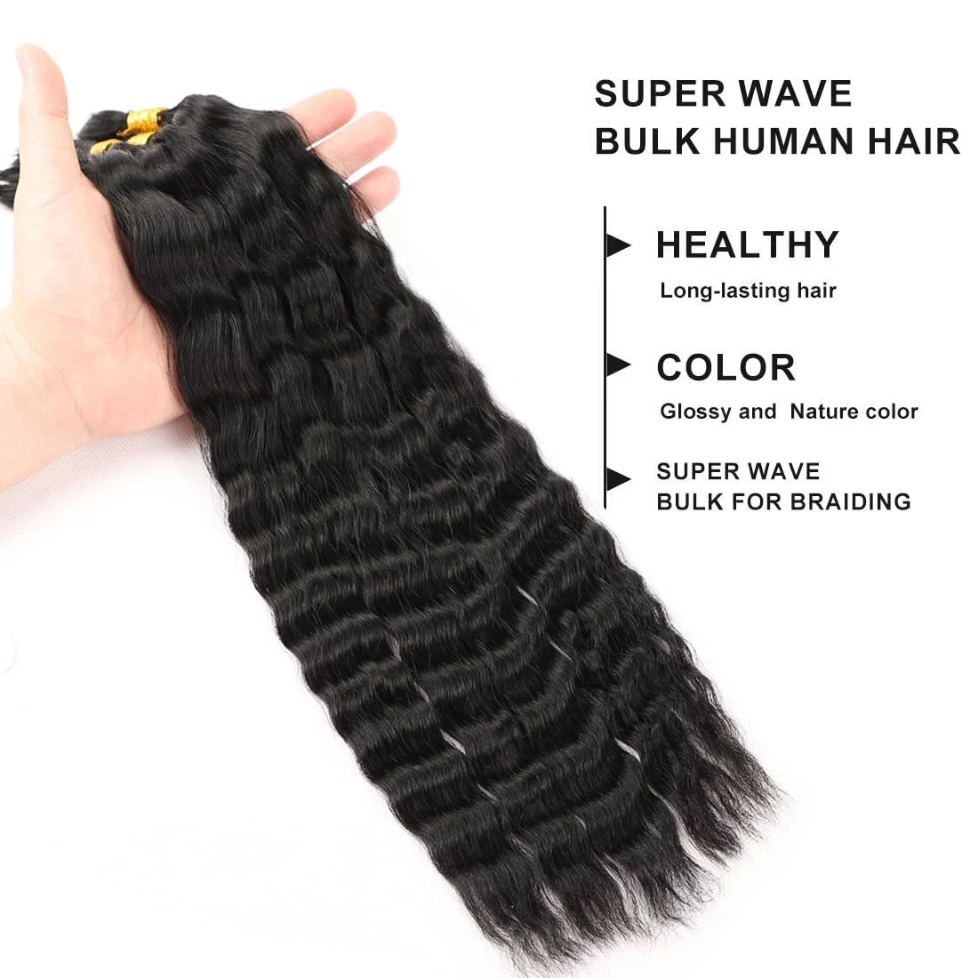 Wet and Wavy Human Braiding Hair Super Wave Bulk Human Hair for Braiding No Weft