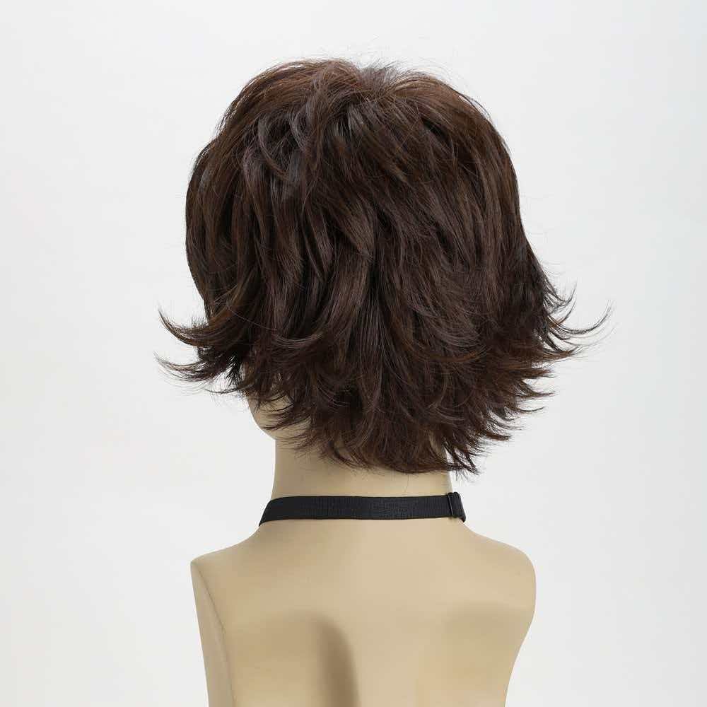 12in Men Short Wavy Brown Wig Full Heat Resistant Synthetic Cosplay Party