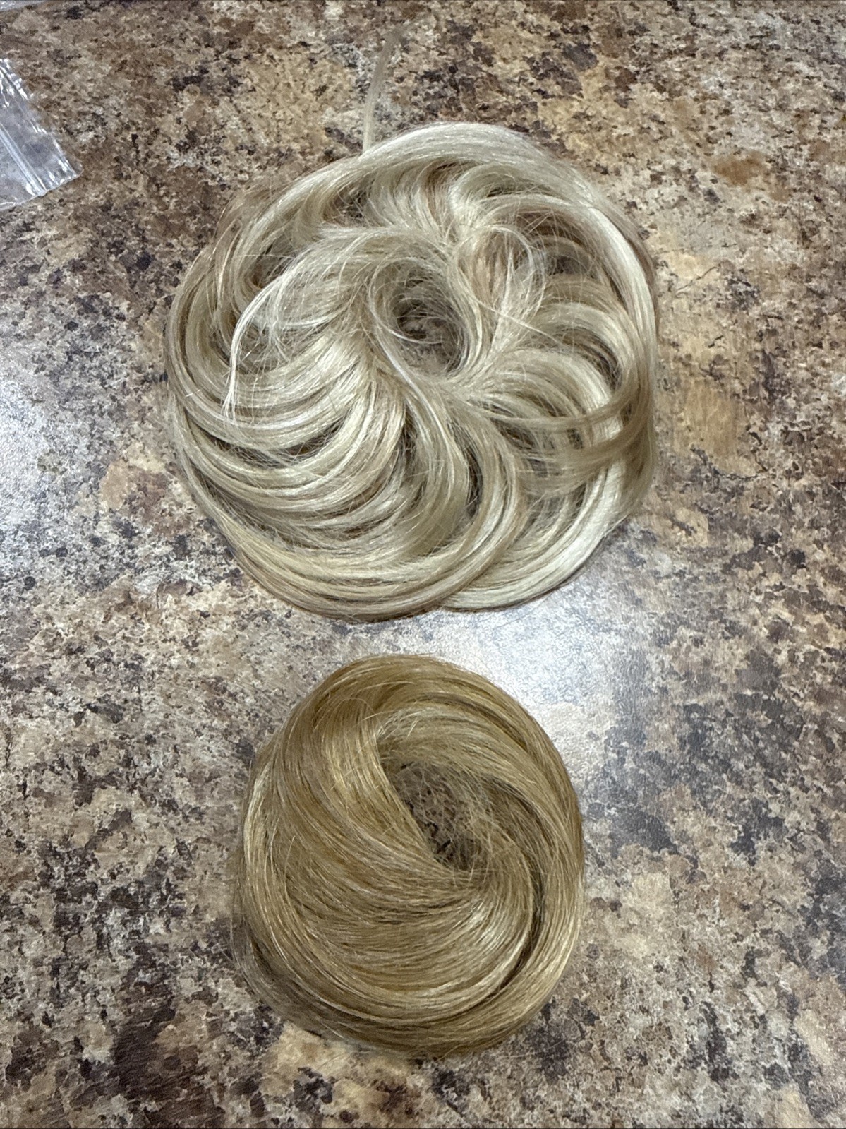 2 BEAUTIFUL Blonde Messy Hair Scrunchies Hair Buns Open Package