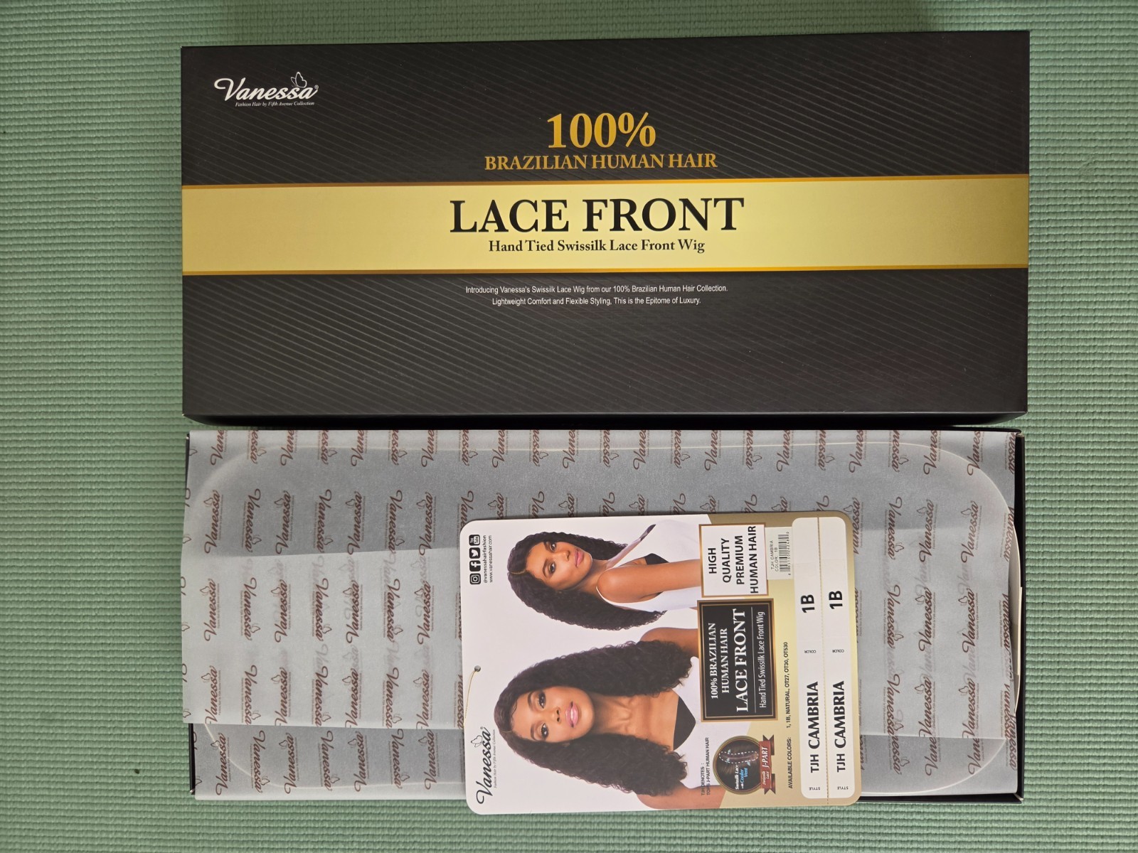 Vanessa Human Hair Lace Wig TJH CAMBRIA, Color #1B (Black)