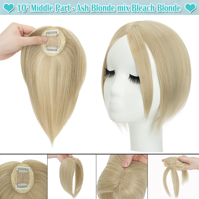 Middle Part Hair Topper Clip In Toupee Hairpiece Women Lace Base Wig AS Human US