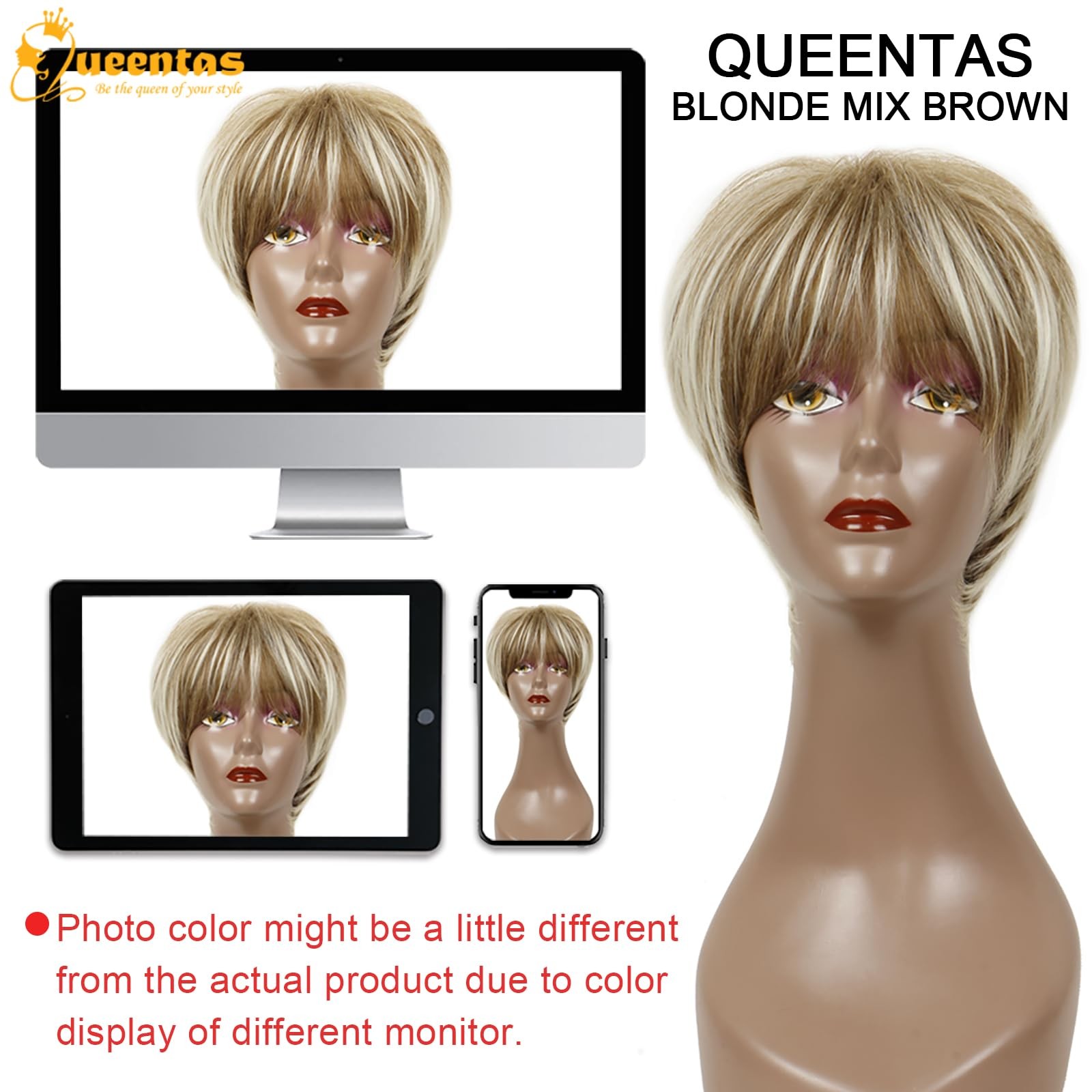 Pelucas Rubias Cortas En Capas Pixie Para Mujeres Blancas Mujeres Negras Sin…
