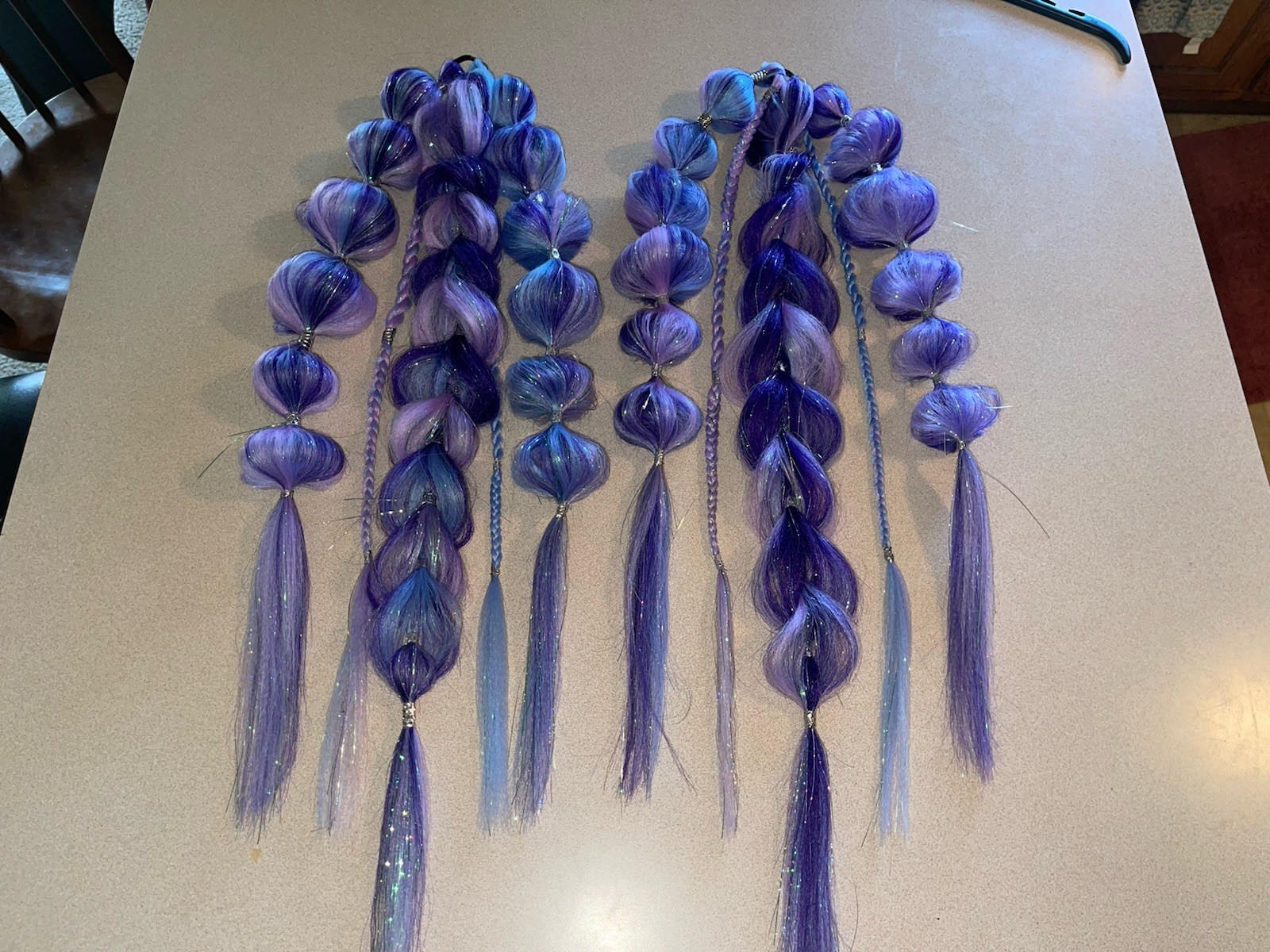Synthetic Handmade Festival/Rave Hair Extensions 💜🩵✨Fairy/Mermaid/Fantasy Hair