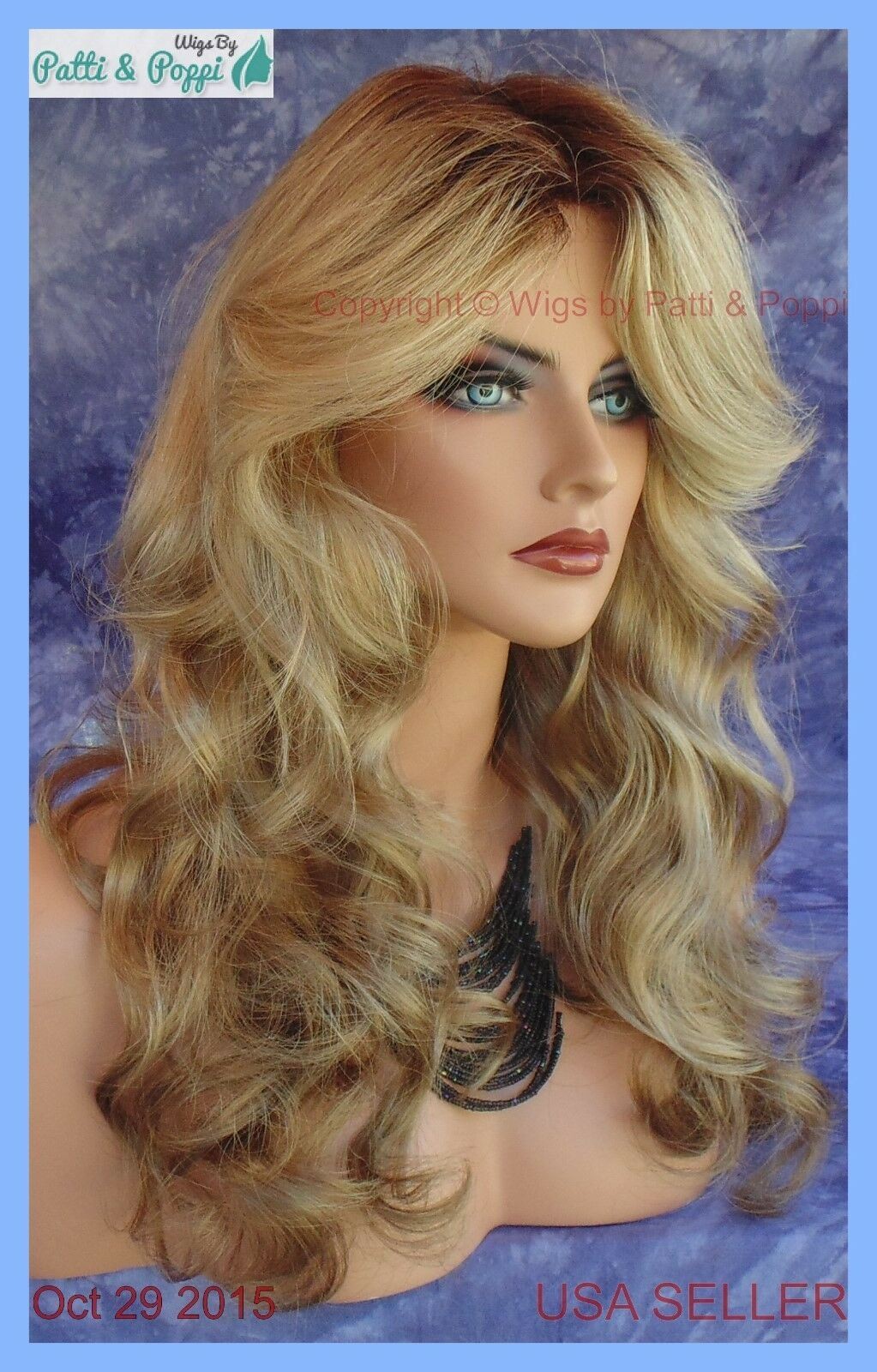 BRIANNA LACE FRONT MONOPART WIG BY ENVY SPARKLING CHAMPAGNE HOT DAZZLING WAVES
