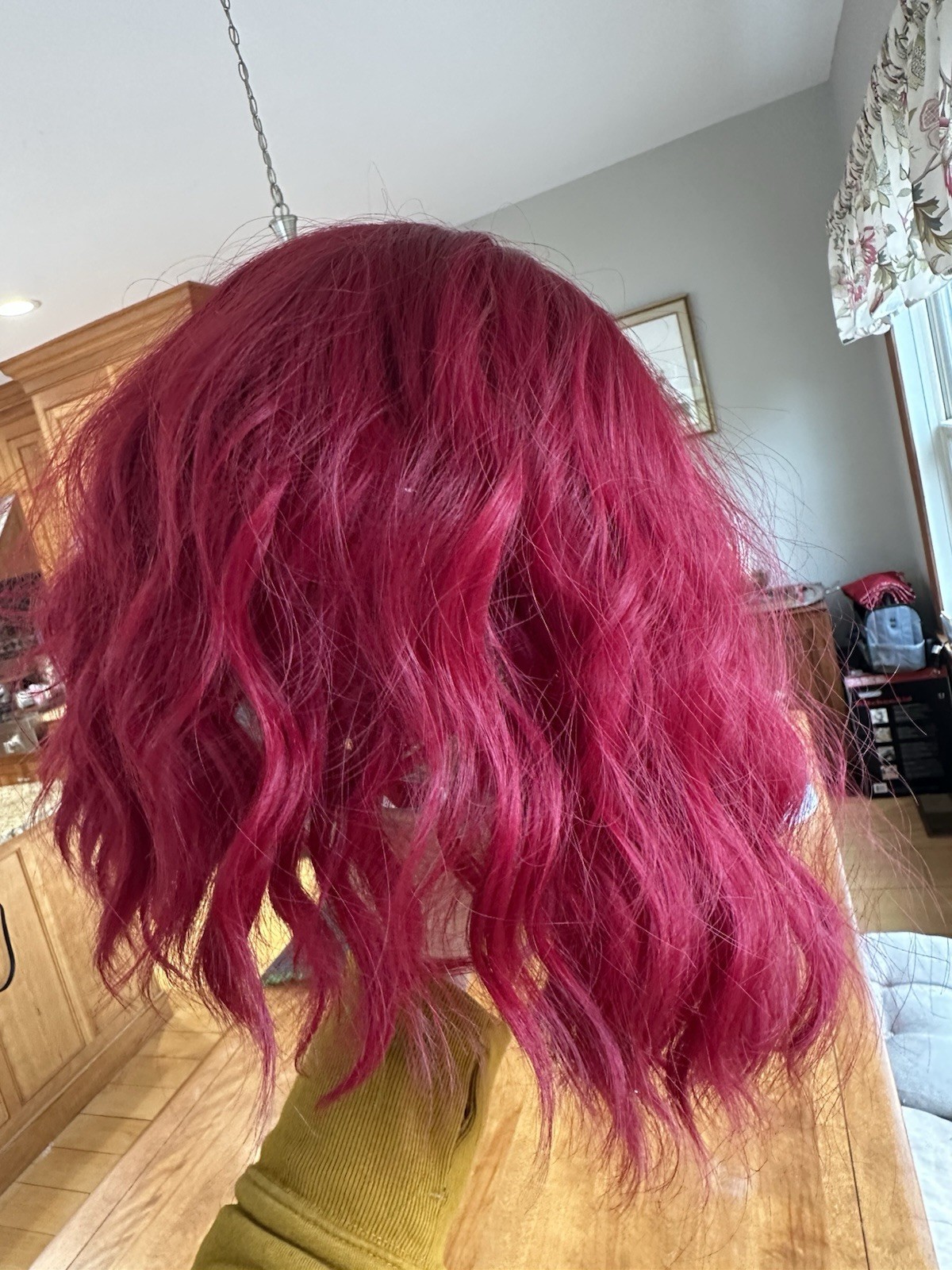 Magenta Pink Wefted Wig Bangs Wavy Hair Bob Cut Cosplay or Just for Fun!