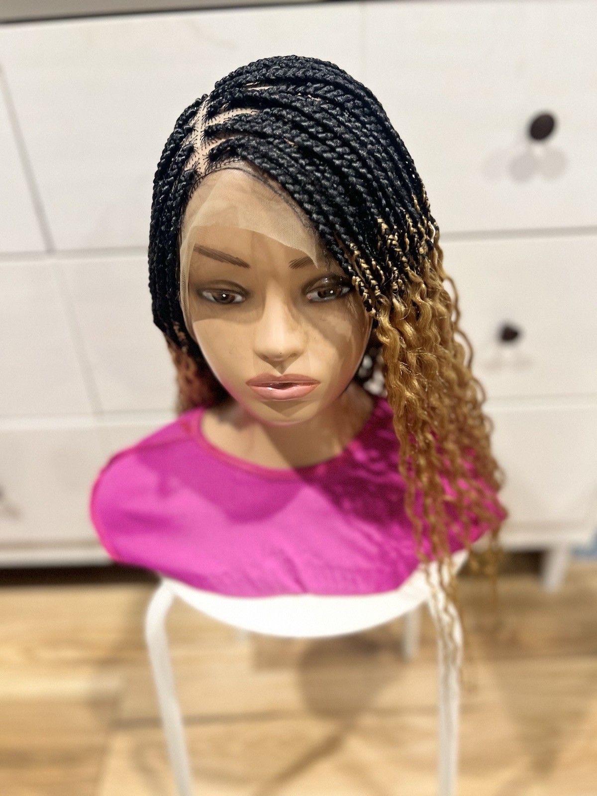 Braided Wavy Wig .. Full Lace Wig.color Is Gold & Black.The Length Is 24 Inches