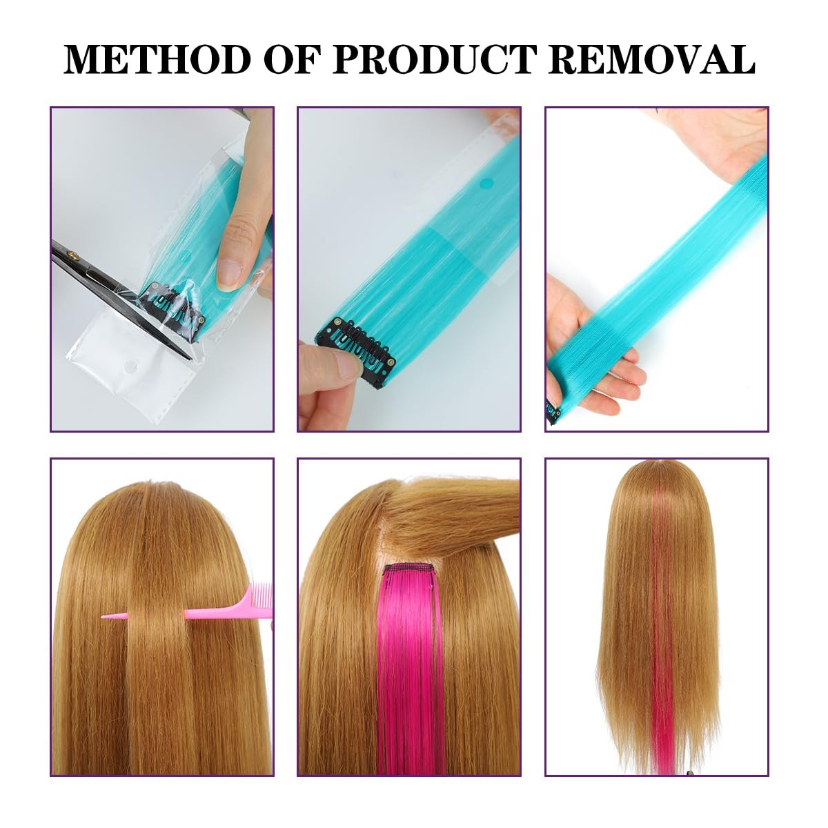 Ice Cream Color 32Pcs Colored Hair Extensions,Multi-colors Party Highlights C…