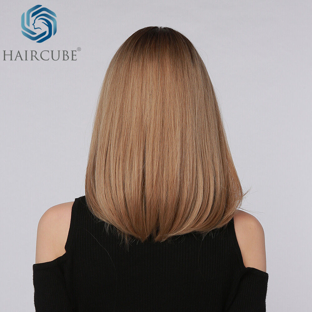 Short Bob Brown Blonde Natural Straight Hair Wigs Cosplay Costume Women Daily US