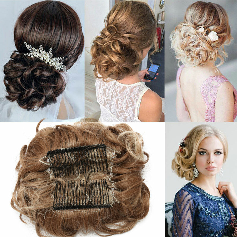 1PCS Real THICK Curly Chignon Messy Bun Updo Cover Clip in Hair Piece Extensions