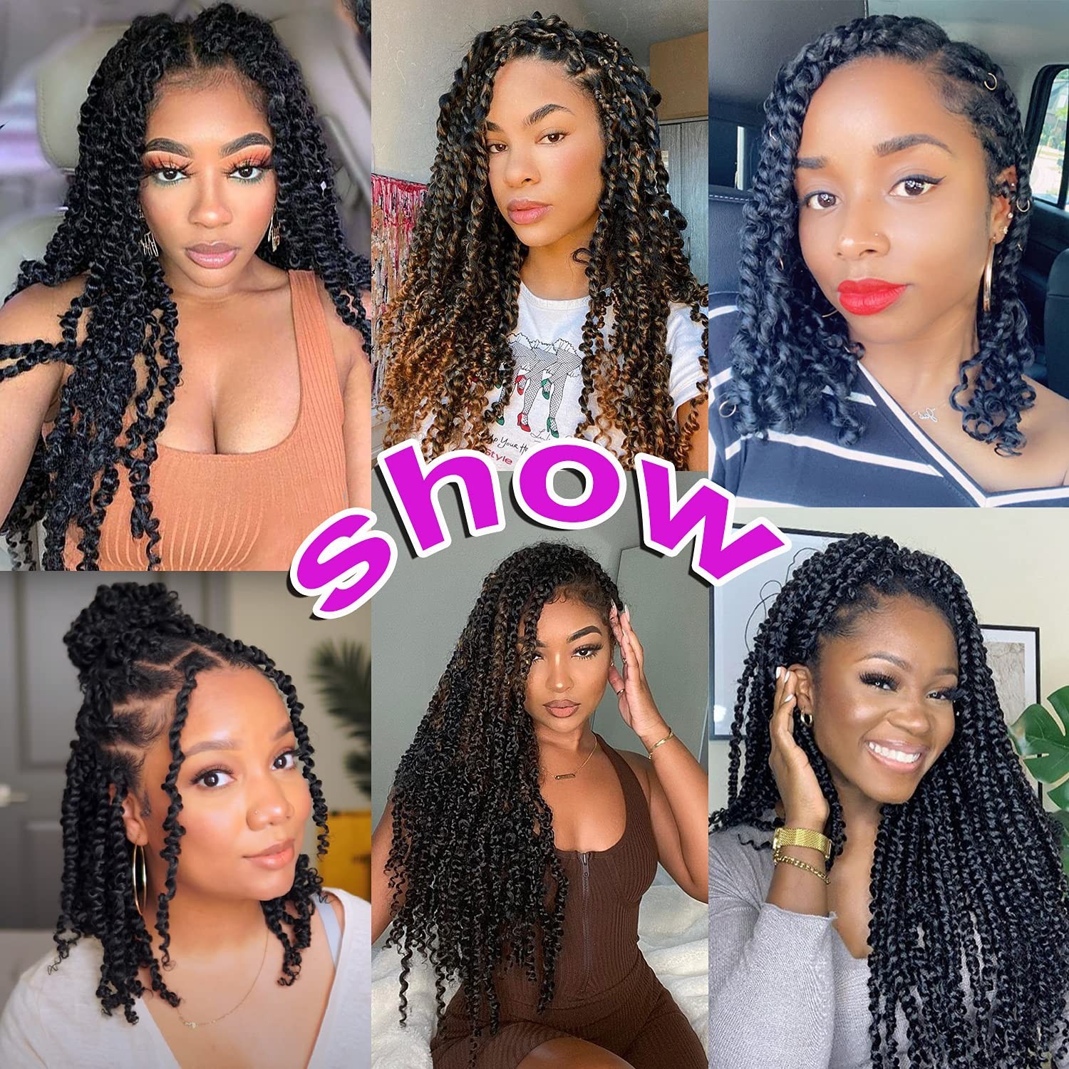 8 Pack Passion Twist Crochet Hair 10 Inch Pre-twisted Short Crochet Passion T…