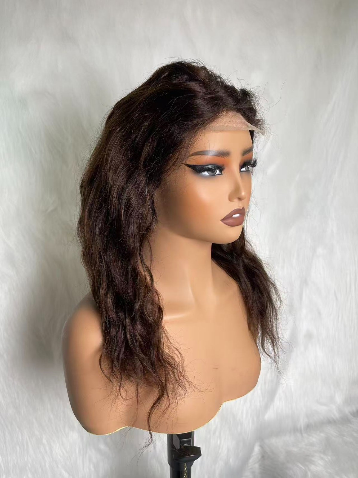 14 inch 4X4 Transparent Lace Brown Color Body Wave Wig