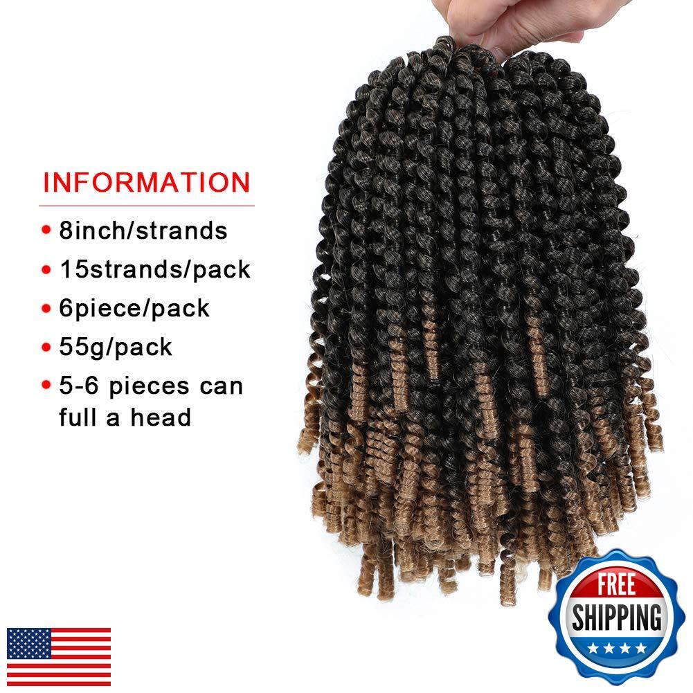 ROKTRESS Spring Twist Hair 8 Inch Spring Twist Crochet Hair 6 Packs Braiding
