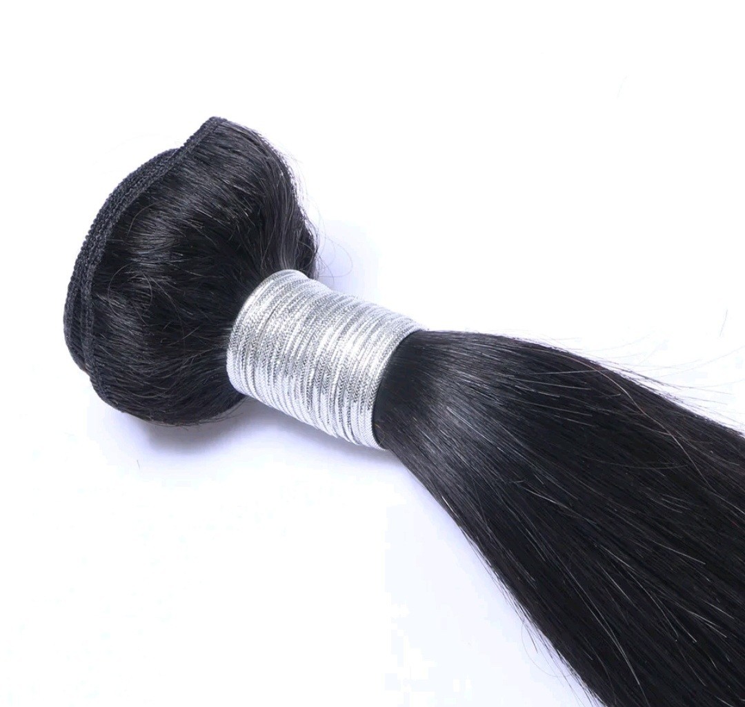 12A 2BUNDLES PERUVIAN VIRGIN HUMAN HAIR SILKY STRAIGHT 18+18INCH JET BLACK 200g