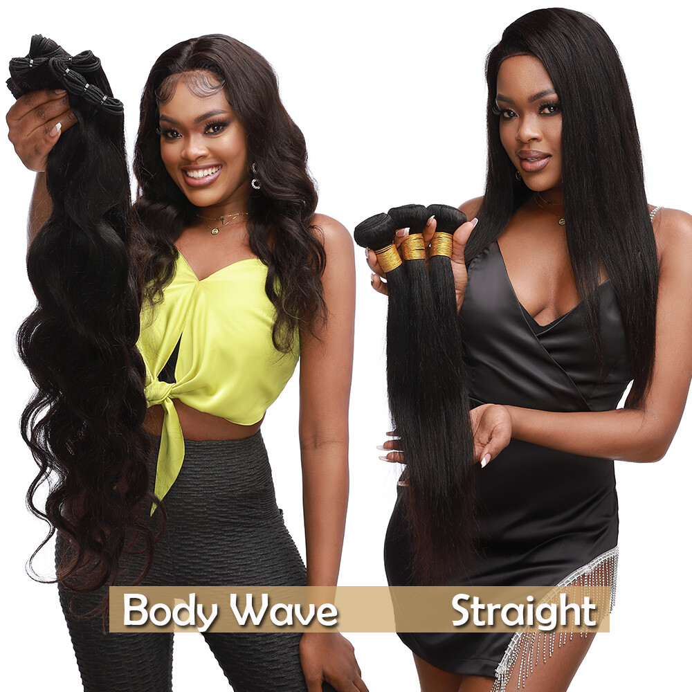 Brazilian Straight 3Bundles with 4*4 T Lace Closure Human Hair Virgin Weave Weft