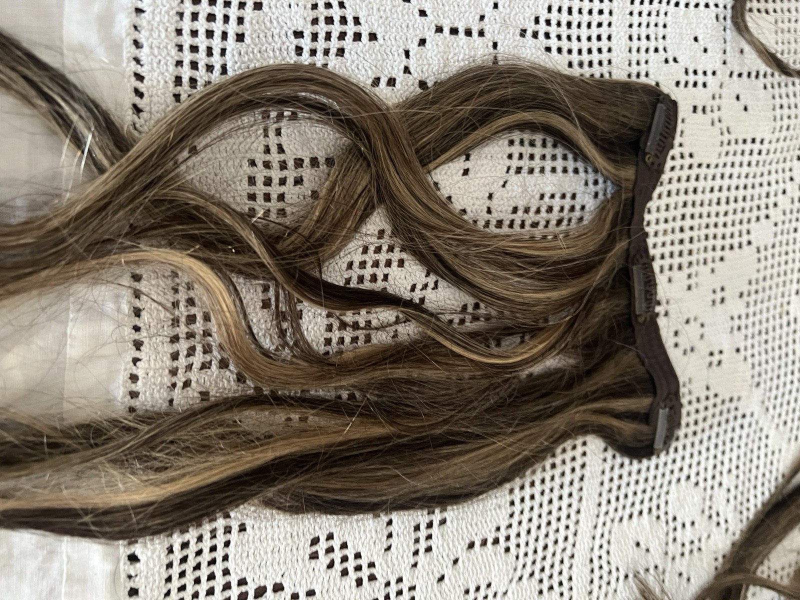 Brown with blonde Highlights Clip in human hair extensions