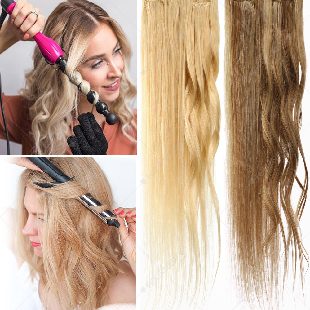 One Piece 100% Real Clip In Remy Human Hair Extensions Highlight 3/4 Full Head F