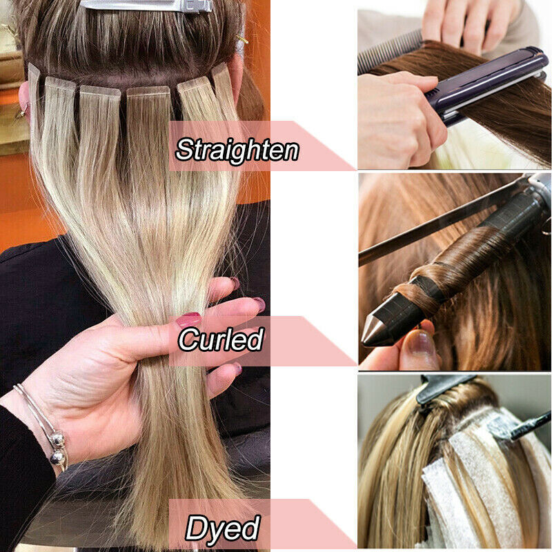 Invisible Tape-In Human Hair Extensions Skin Weft Remy Hair Ombre Thick 60pc US