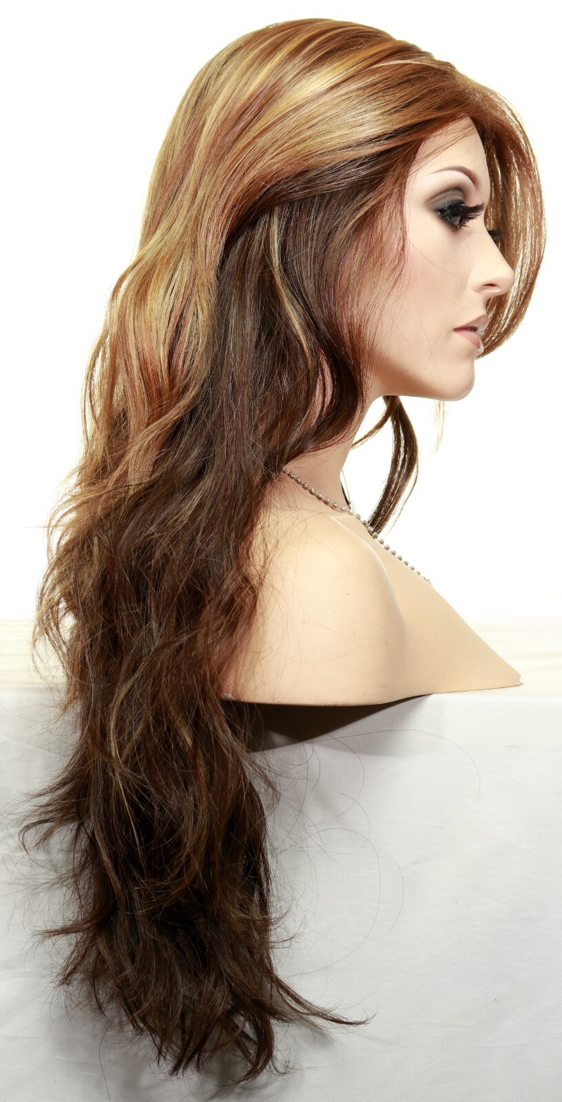 LONG SLIGHTLY WAVY WIG HEAT SAFE SKIN TOP CLR D8/12BS GORGEOUS STRIKING 328