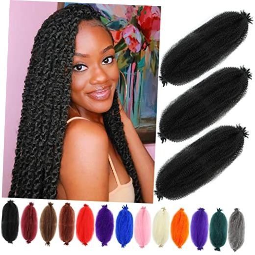 Afro Twist Hair 24 Inch 3 Packs, Springy Afro Twist 24 Inch (Pack of 3) 1B#