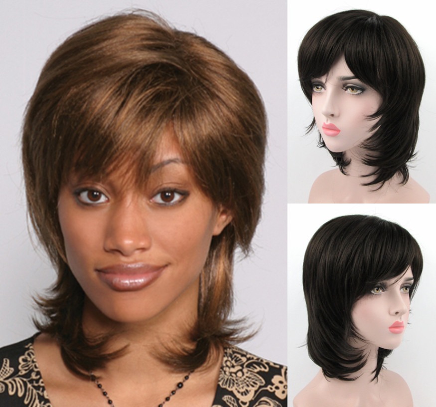 70S WOMENS STRAIGHT HAIR MID-LENGTH FACE-FRAMING LAYERED SHAG BOB WIG THORA