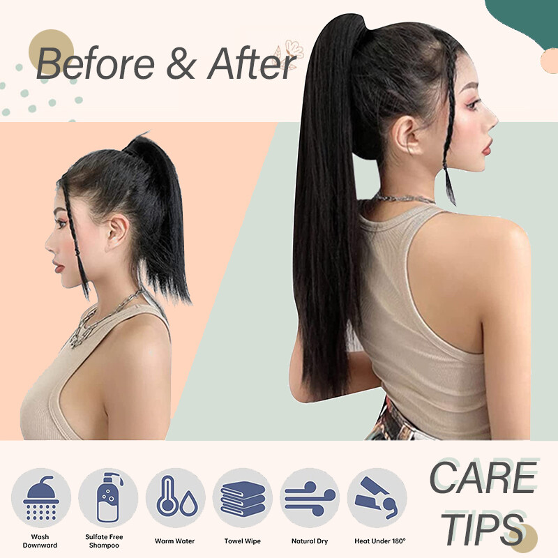Ponytail Extensions 100% Real Remy Human Hair Claw On/Clip In Pony Tail Hair
