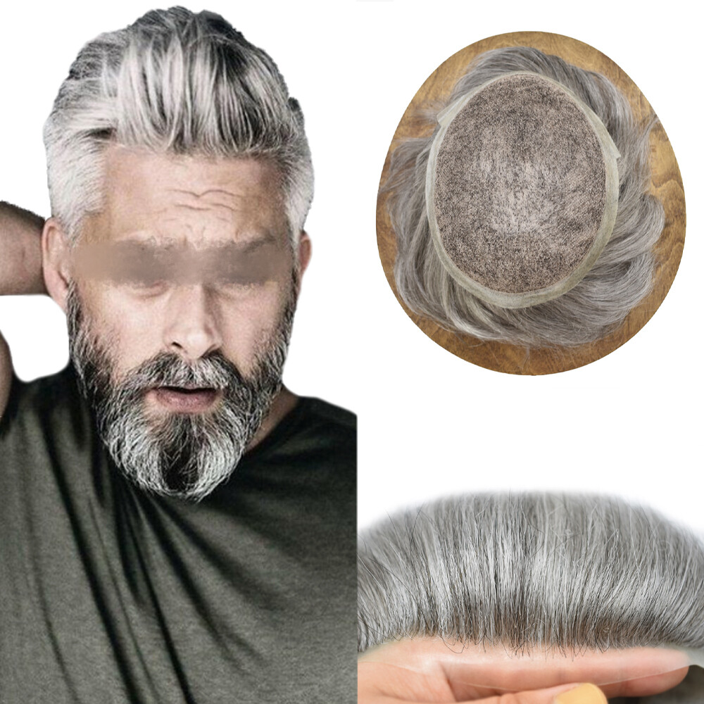 Mens Toupee French Lace Poly PU Hairpieces Wig Remy Human Hair Systems AUSTRALIA