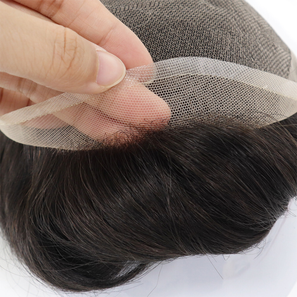 Mens Hair Toupee System Full French Lace Human Hair Reoplacement Hairpieces