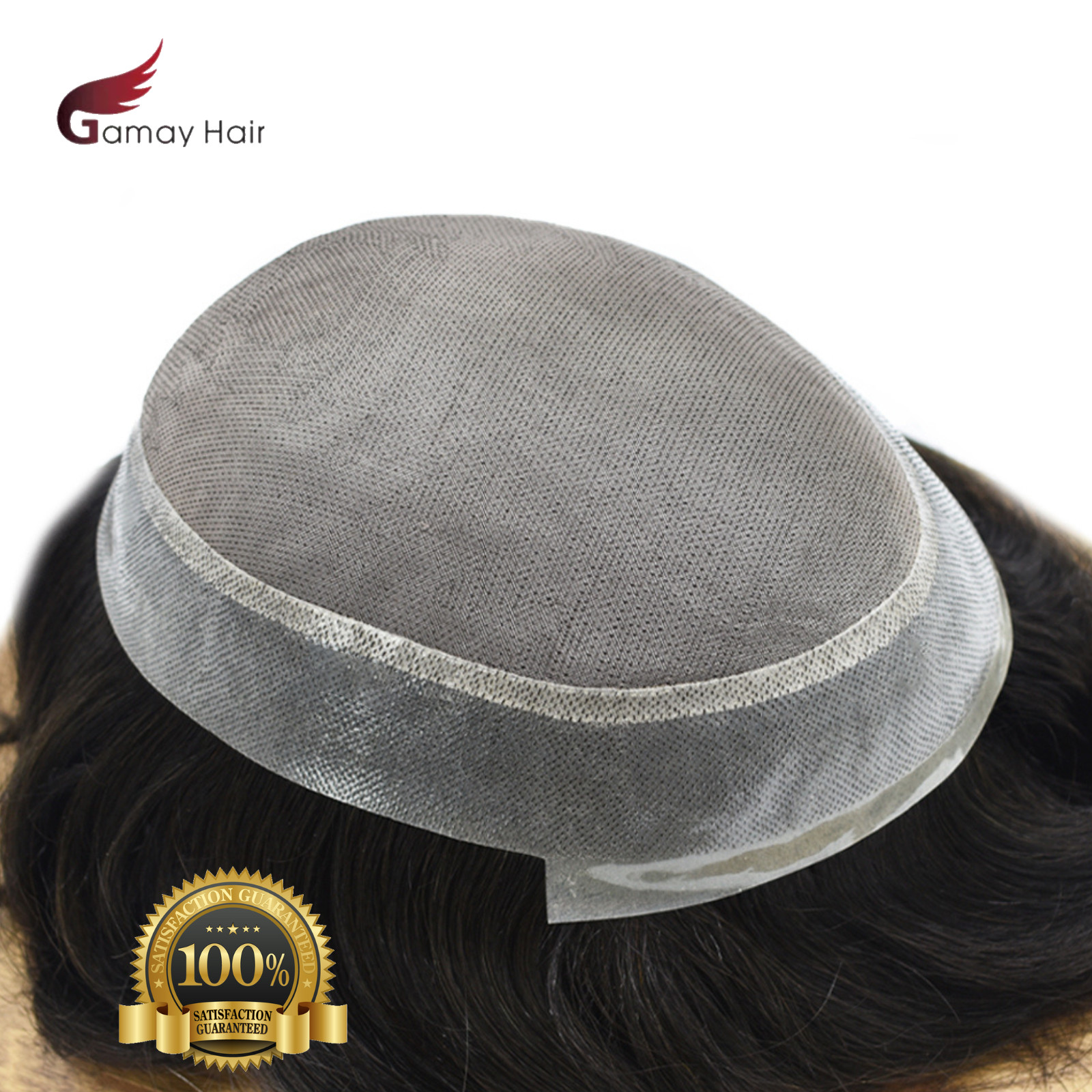 Mens Toupee Human Hair piece Fine Mono Durable Hair Replacement System TS-1