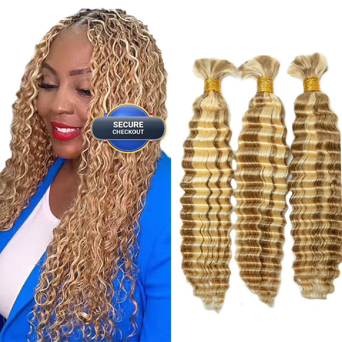 Hrceyocr P27/613 Blonde Human Braiding Hair For Boho Braids 24 24 24 Inch Human