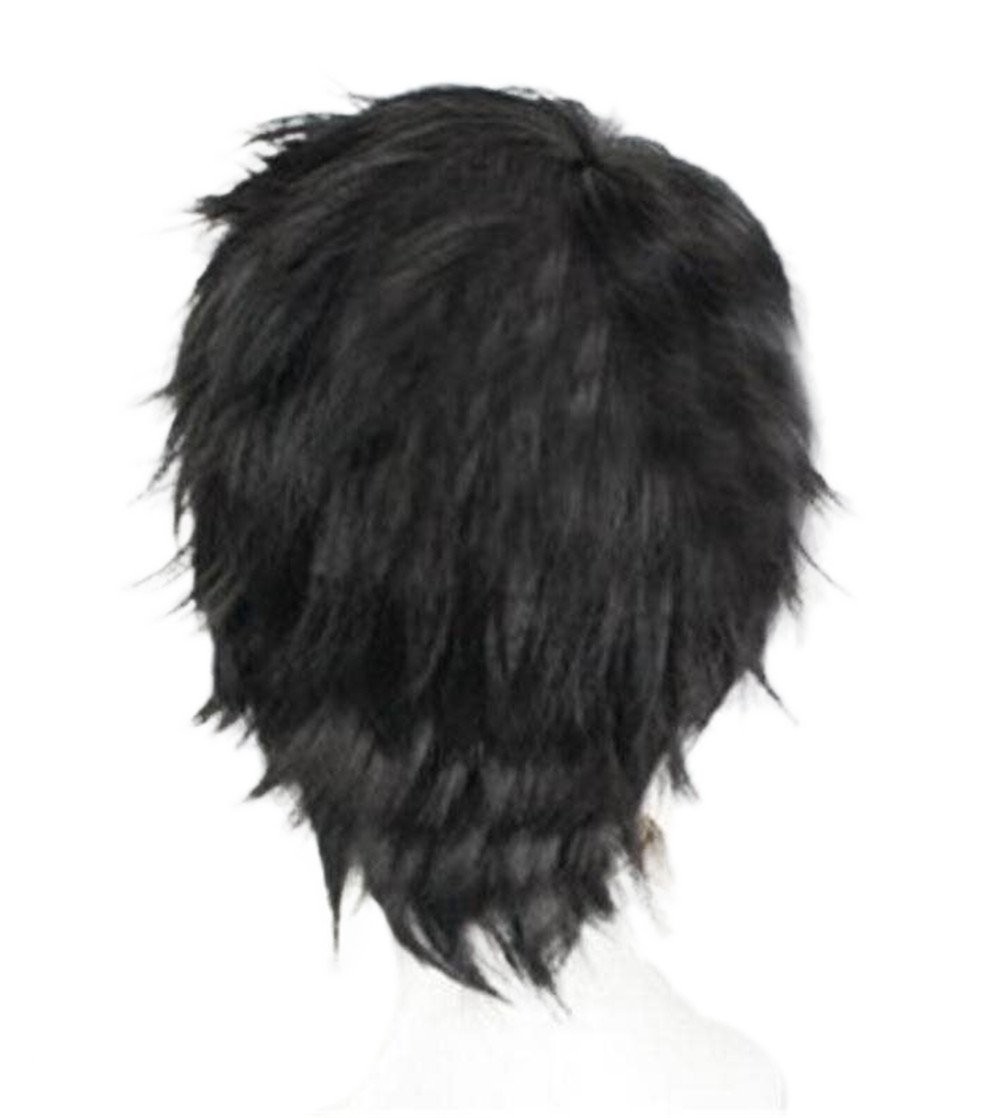 Men Short 11.81” Black Curly Multifunction Fluffy Layered Frizzy Cosplay Hea…
