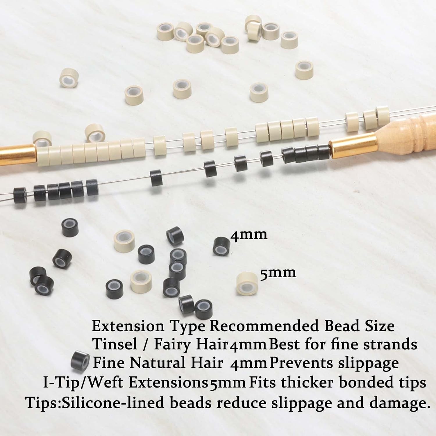 4mm Hair Extension Silicone Beads – 1000pcs Dark Brown Micro Rings for Styling