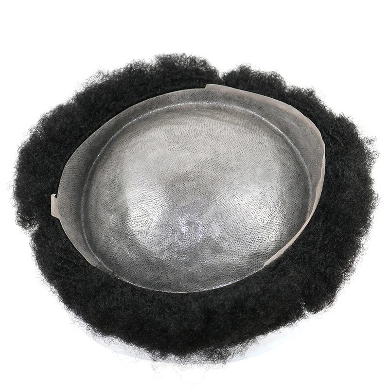Afro Men’s 4mm Tight Curly Toupee Super Thin Skin Full PU Base 100% Human Hair