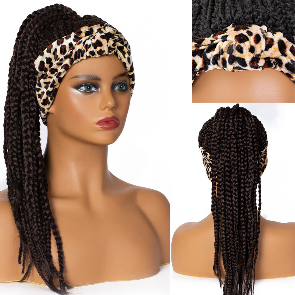 18″ Box Braids Headband wigs Braided Ponytails Turban Wigs Cornrow Braided Wigs