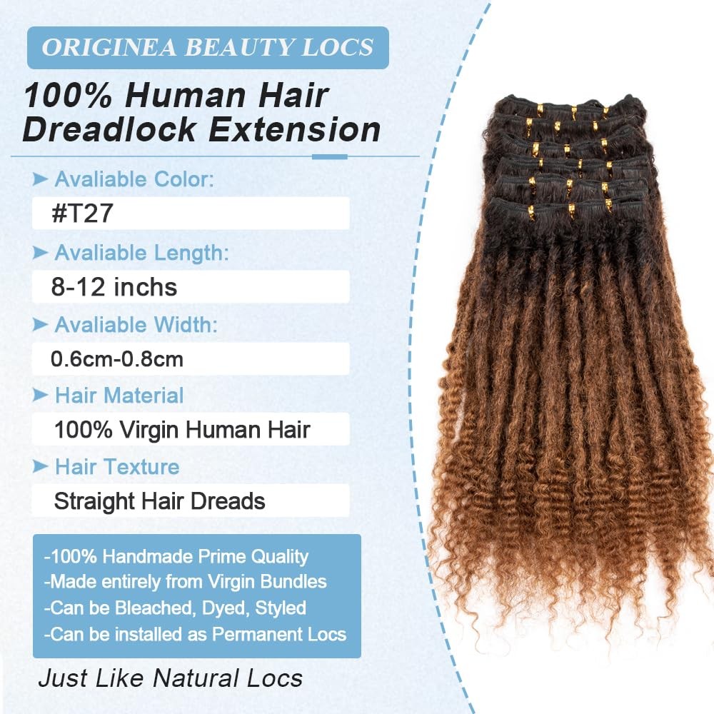 Originea 0.6Cm 6-18 Inch 100 Human Hair Dreadlock Extensions Curly Ends Loc