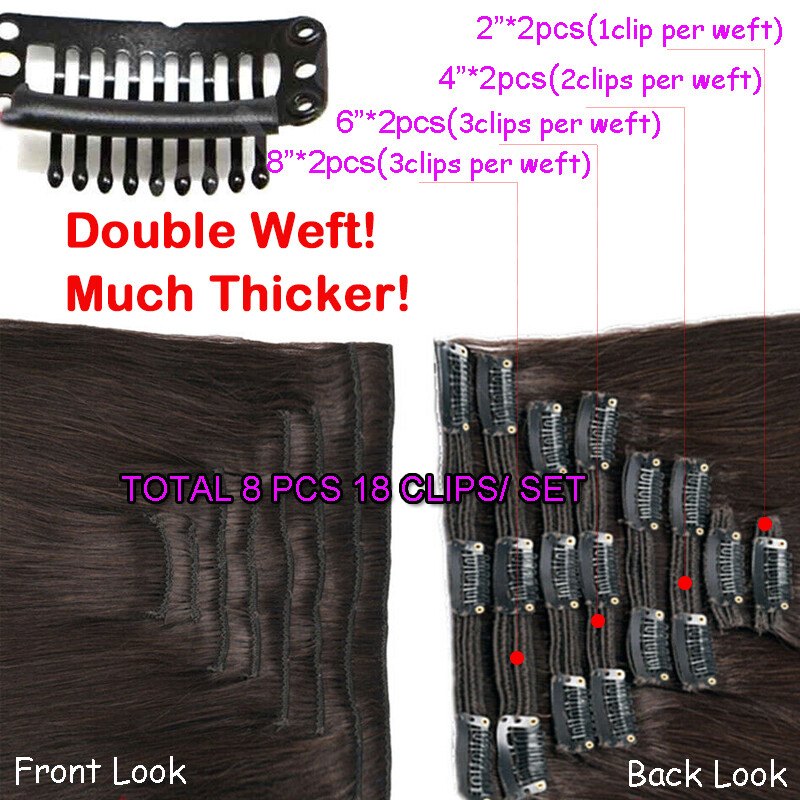 Long Straight Weave Clip In Remy Human Hair Extensions Full Head Thick 180g L85