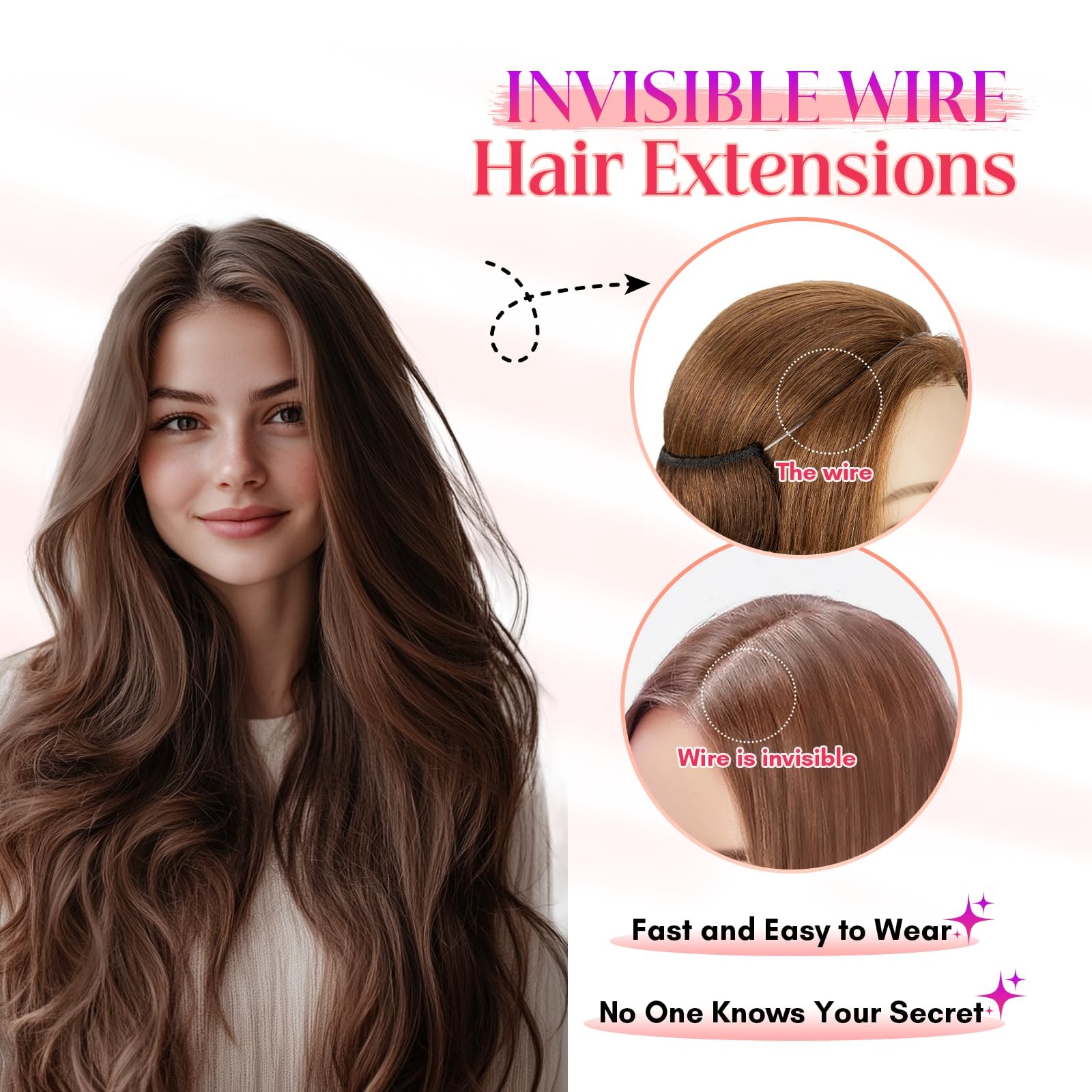 Rich Choices Halo Hair Extensions Real Human Hair Wave Wire In Hair Extensions