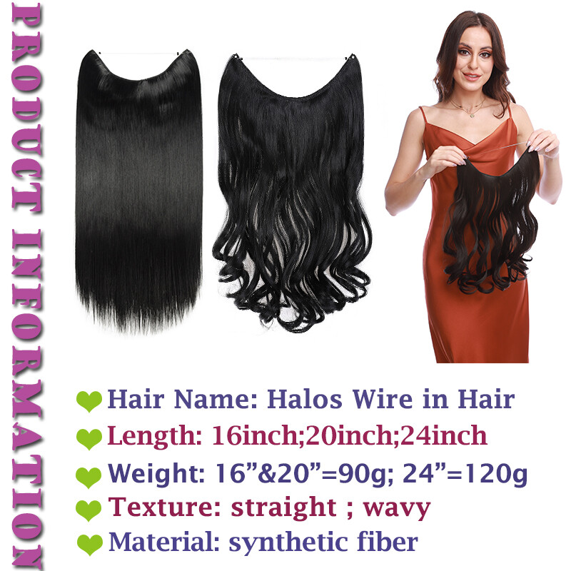USA One Piece THICK 100% Real as Human Hidden Elastic Band Wire Hair Extensions