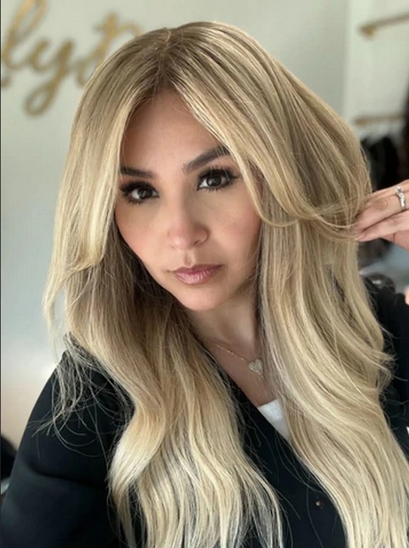 24 Inches Ombre Ash Blonde Shadow Roots Highlight Lace Front 100% Human Hair Wig