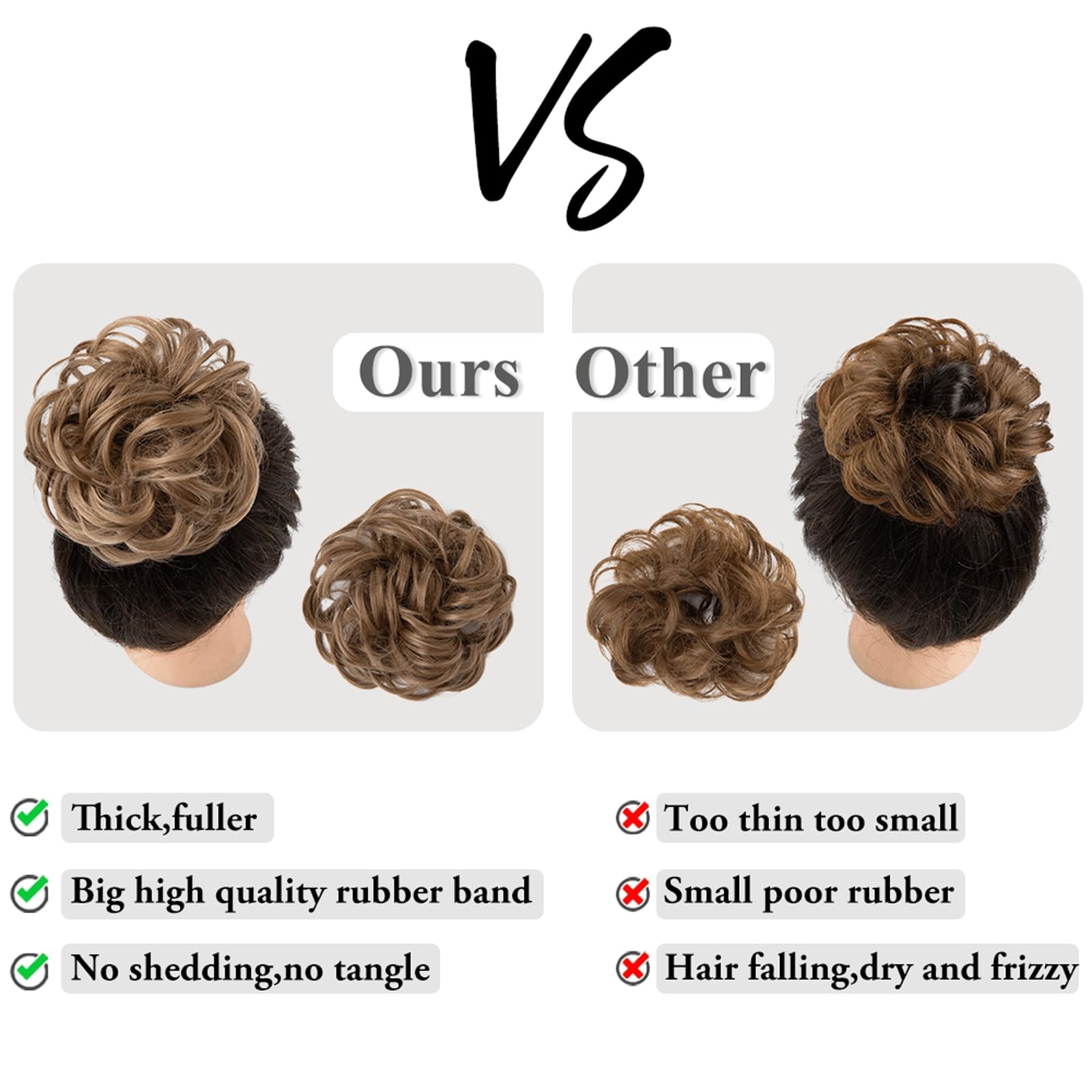 HIZEMLK 1PCS Messy Bun Hair Piece Scrunchies for Natural Black
