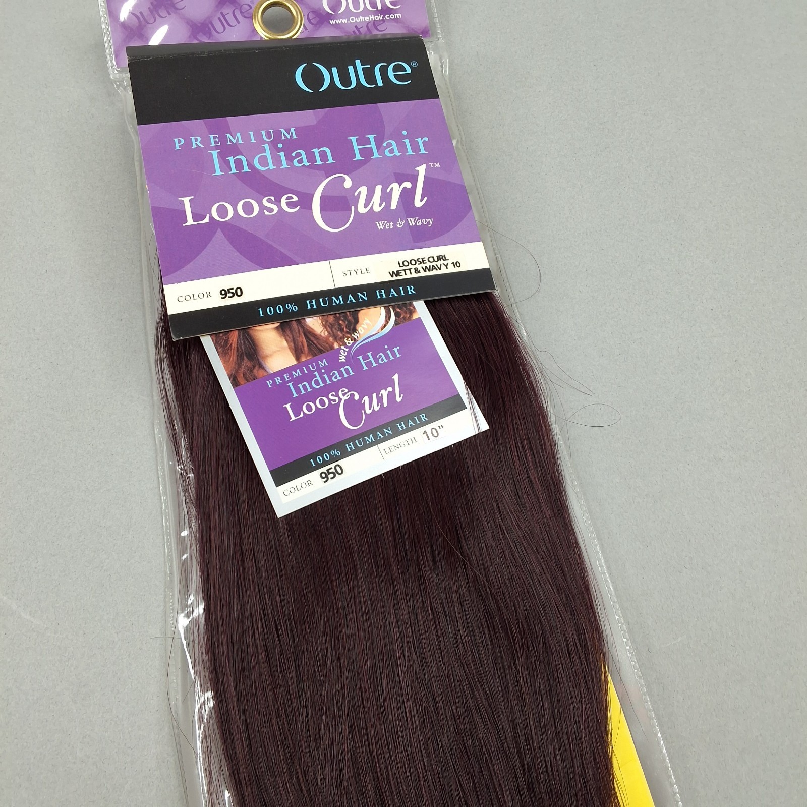 10″ Indian Loose Curl #950 Dark Plum 100% Real Human Hair Extensions Outre