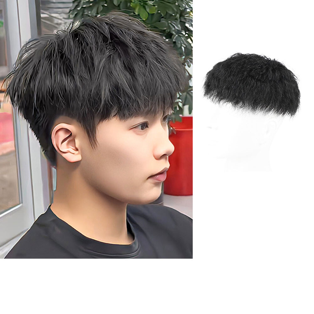 Men’s Short Curly Toppers Hairpiece Real Human Hair Clip in Tape Hair Pieces Wig