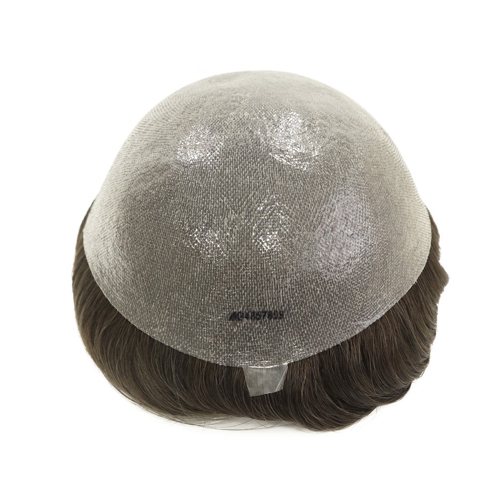 Toupee for Men Human Hair Replacement System 0.05mm Thin Skin Hairpieces BIO #4