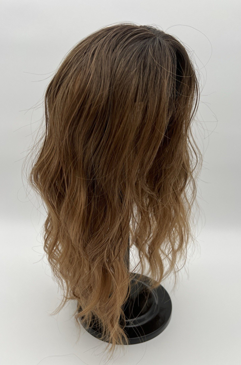 Caramel Blonde Ombre Highlights Dark Roots Long Wavy 16in Women Hair Topper