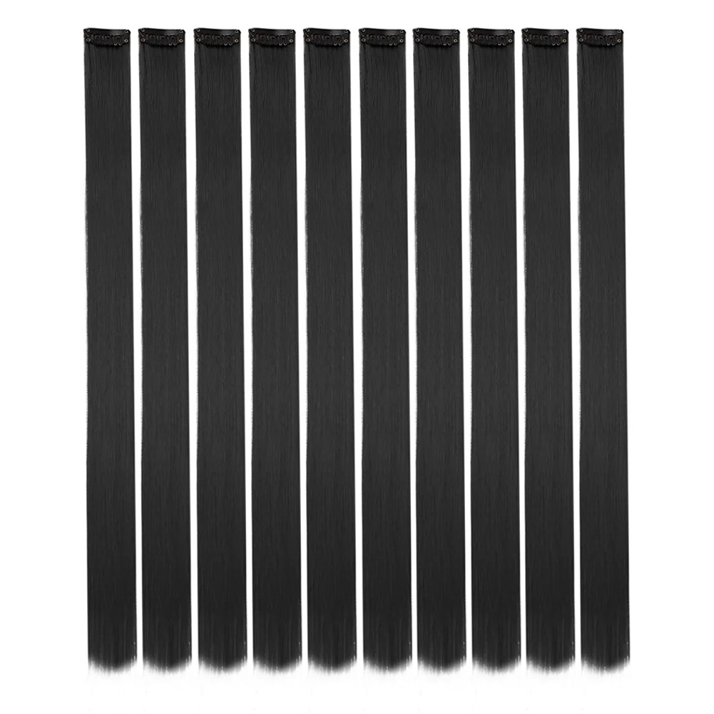 10PCS Colored Clip in Hair Extensions 18 Inches Ombre Straight Synthetic