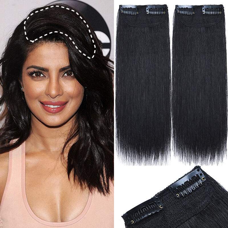US Short Hair Pad Clip In Top/Side Real Remy Human Hair Extensions One Piece