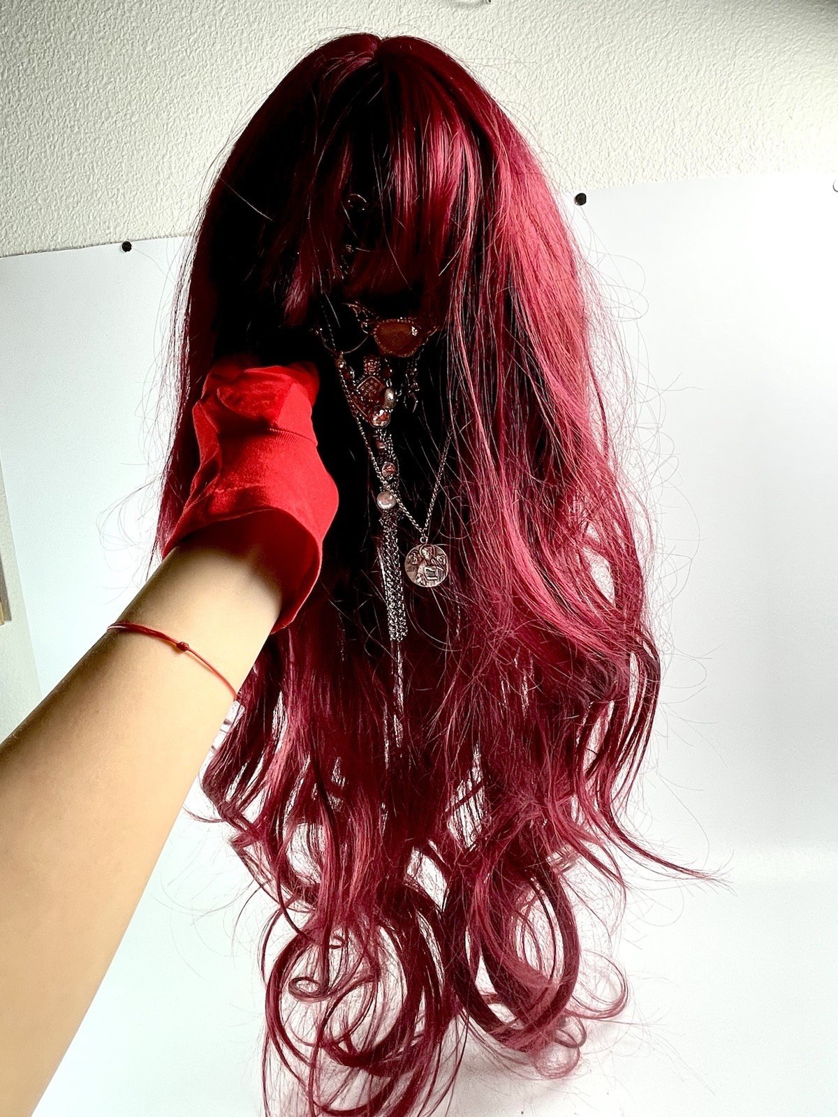 27in Lace Front Luxury Burgundy Wavy Hair Synthetic Heat Safe Hair Wig