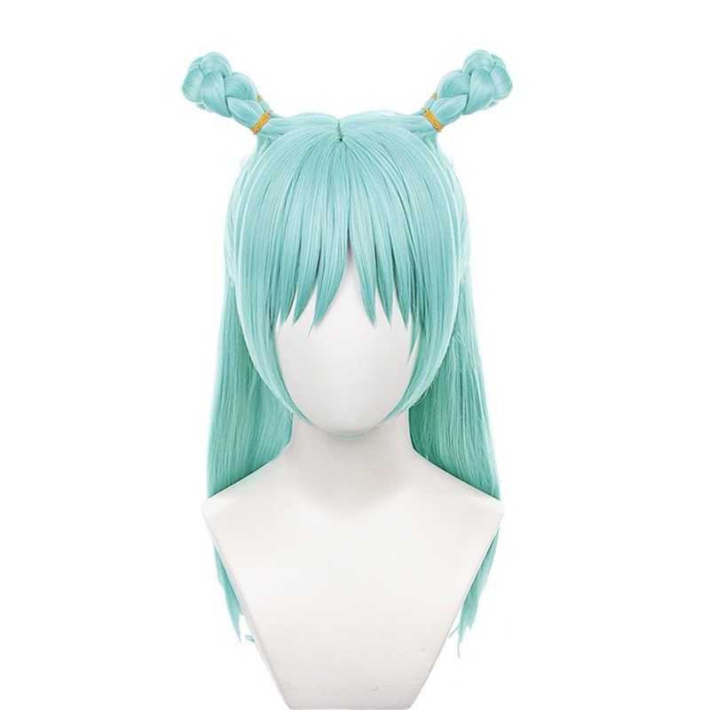 Women’s Wig Ladies Straight Hair Wig Long Gril Light Green Wig 80cm +Wig Cap